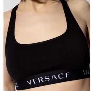 VERSACE Vintage Logo Sports Bra Black White Size 4/M Retails $125 Brand New